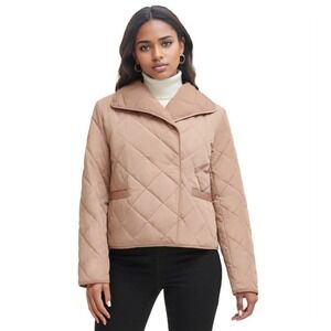 Calvin Klein Quilted Jacket Womens Large Tan Lightweight Wrap Front Gorpcore NWT